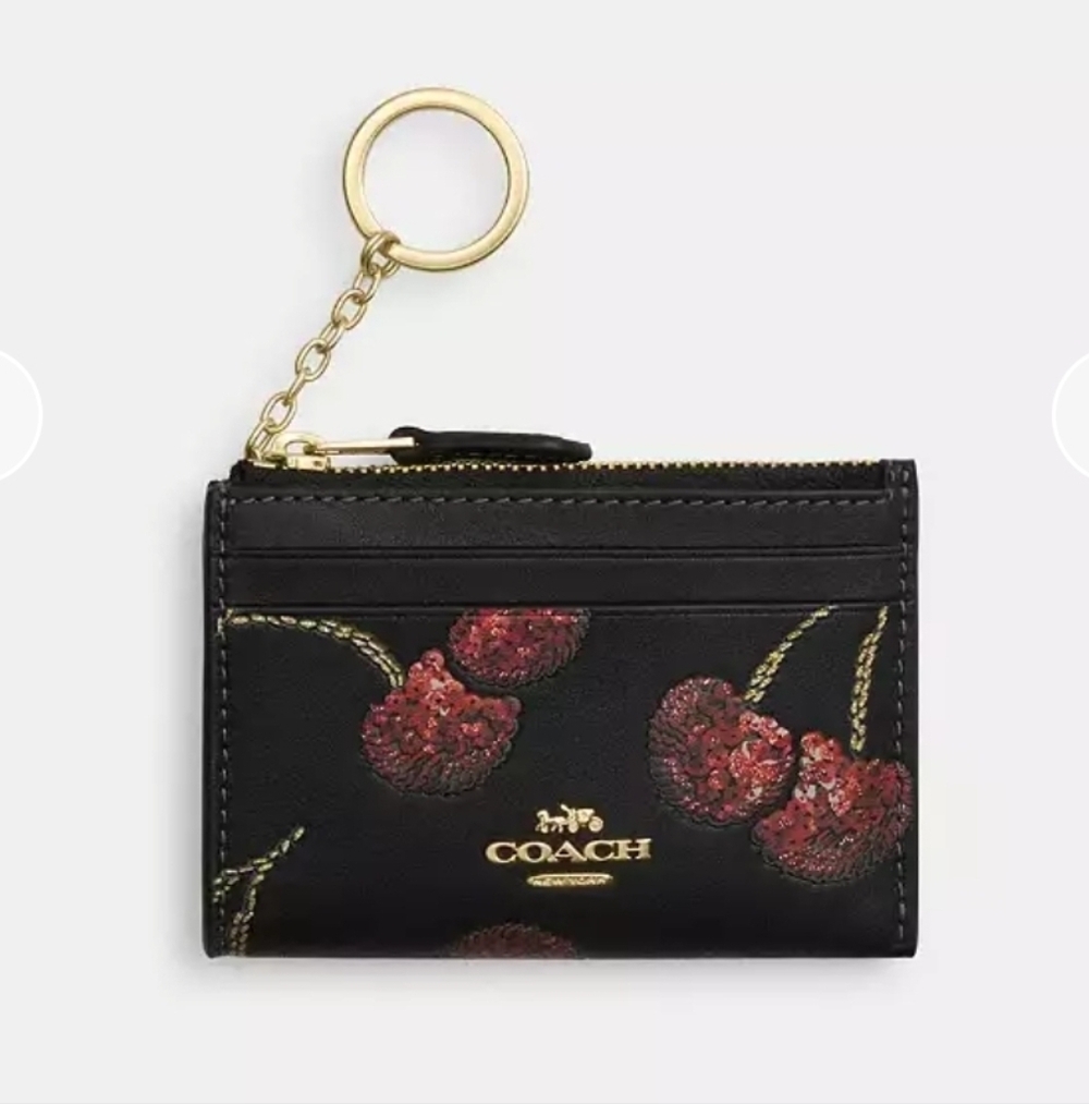 Coach Mini Skinny ID Card Case With Cherry Print